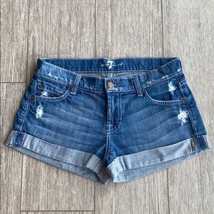 7 for all mankind destroyed denim shorts